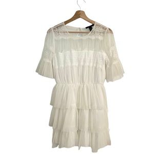 Forever 21 White Lace & Sheer Chiffon Dress size Medium